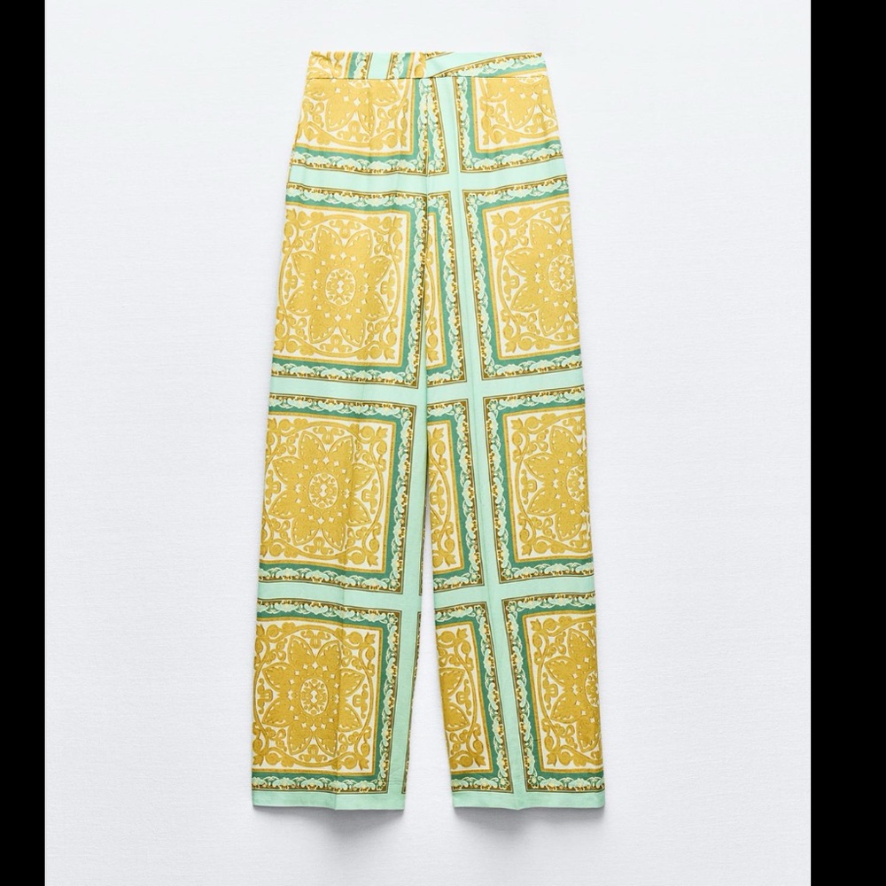 LINEN BLEND PRINTED PANTS - Picture 8 of 10